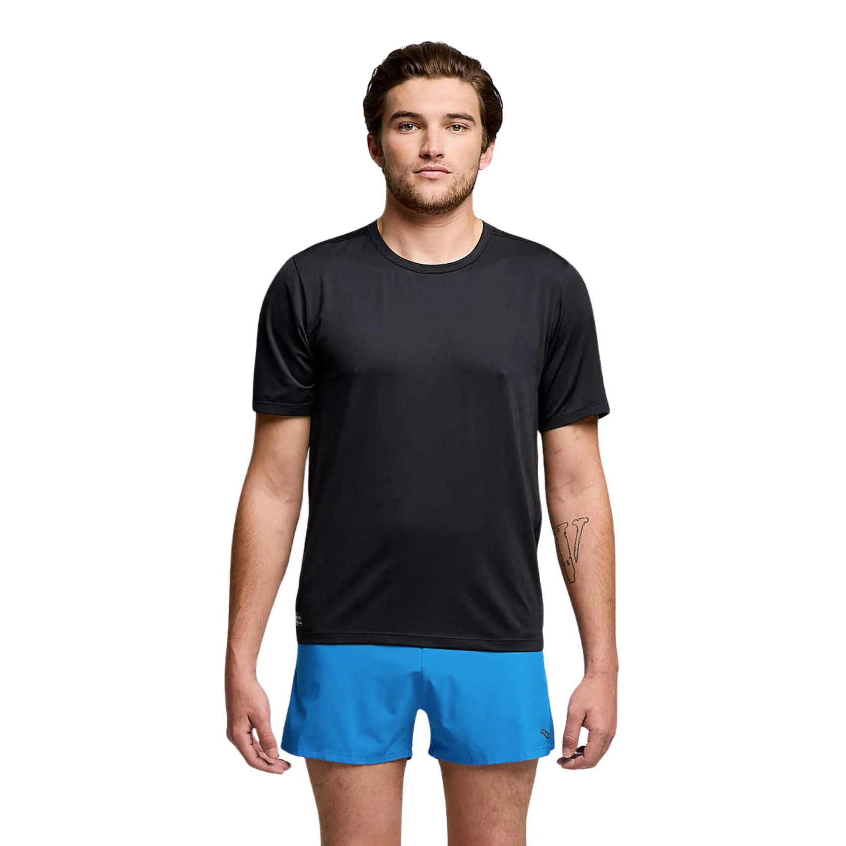 Slim Fit Cut Fur combination Mens Saucony Stopwatch Short Sleeve Tee