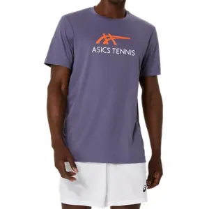 Comfy Choice Washable Asics Men Court Graphic Tee - Grayish Purple/Nova Orange