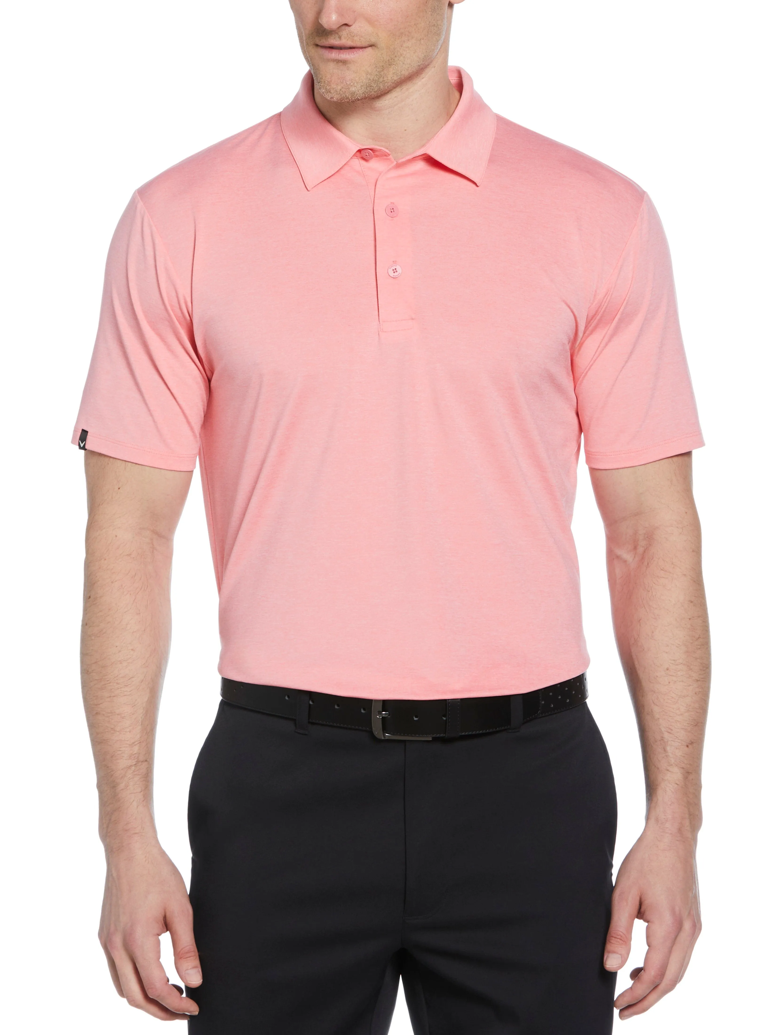 Ribbed Cuff Design High-end Comfort Mens Premium Heather Soft Touch Golf Polo
