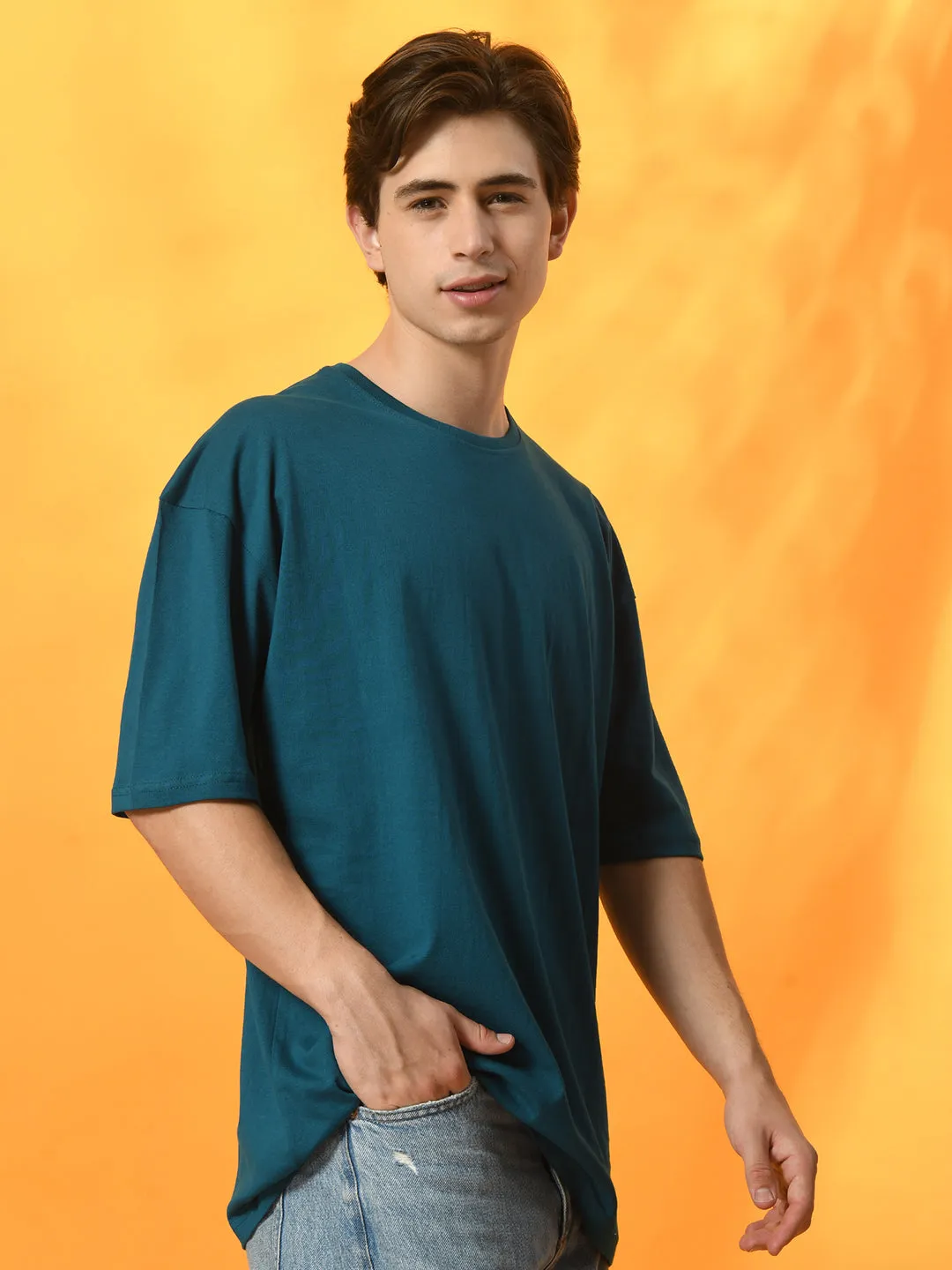 Relaxed Oversized 100% Cotton Solid Tee ?C Teal Sustainable Fibers NonIrritating Fabric