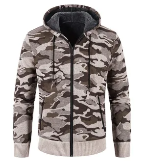 West Louis? Fleece Hooded Camouflage Sweater Clear Tone