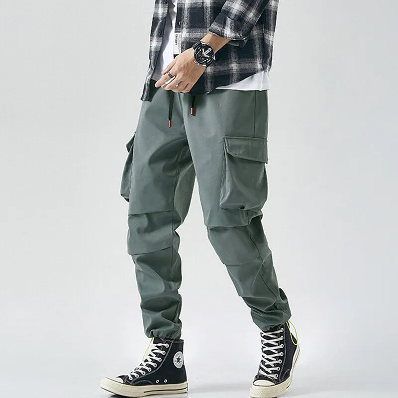 Flexible Gusset Design West Louis? Multi Pocket Hip Hop Style Harem Joggers