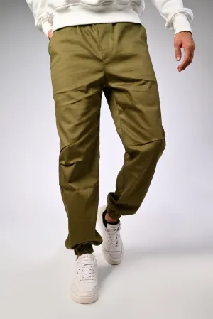 Olive green Gabardine Cargo Pants Dynamic Fit Water Resistant Finish