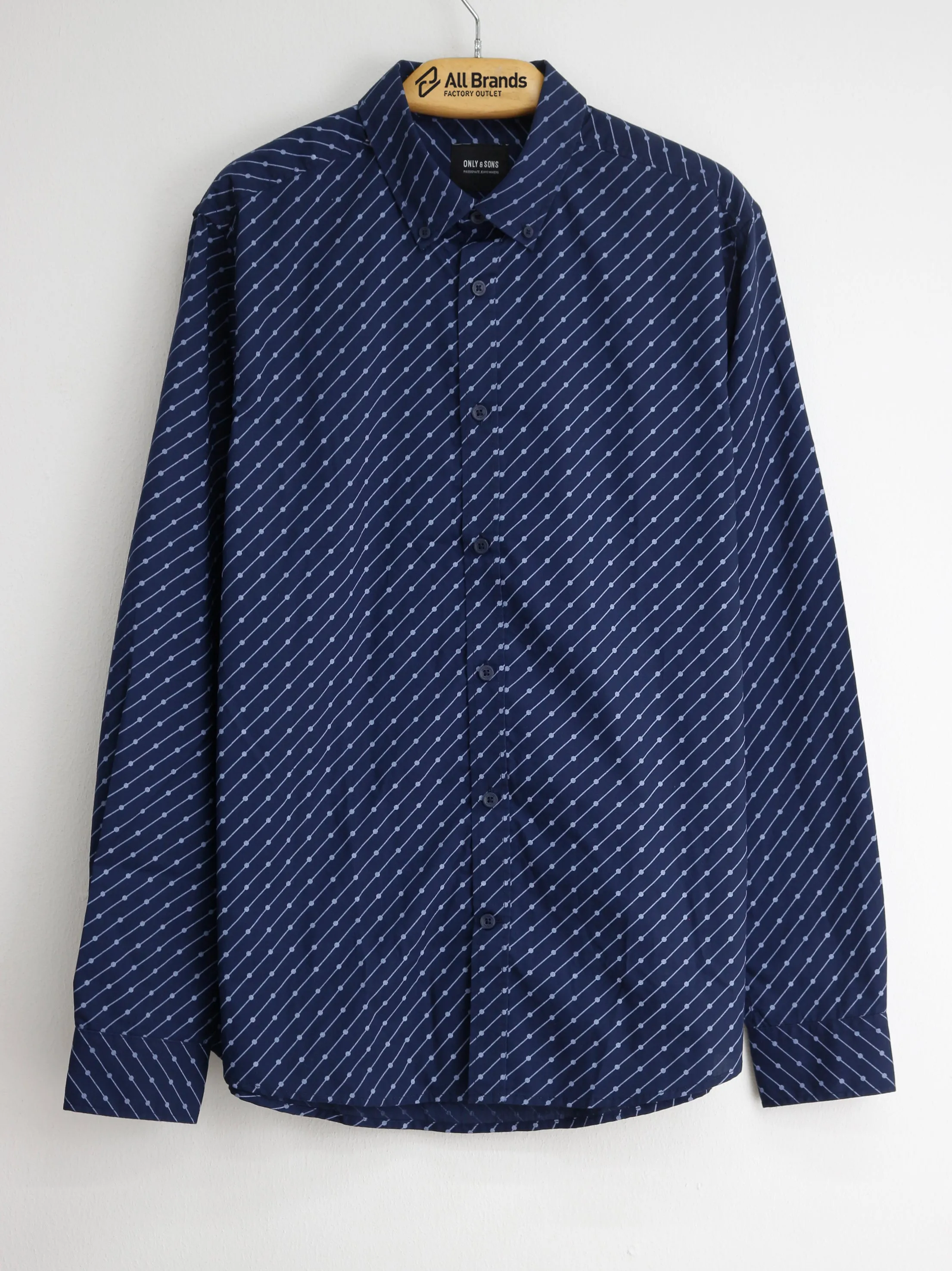 Spring Break Spring Collection Men's Random-Print Dress Shirt,Navy