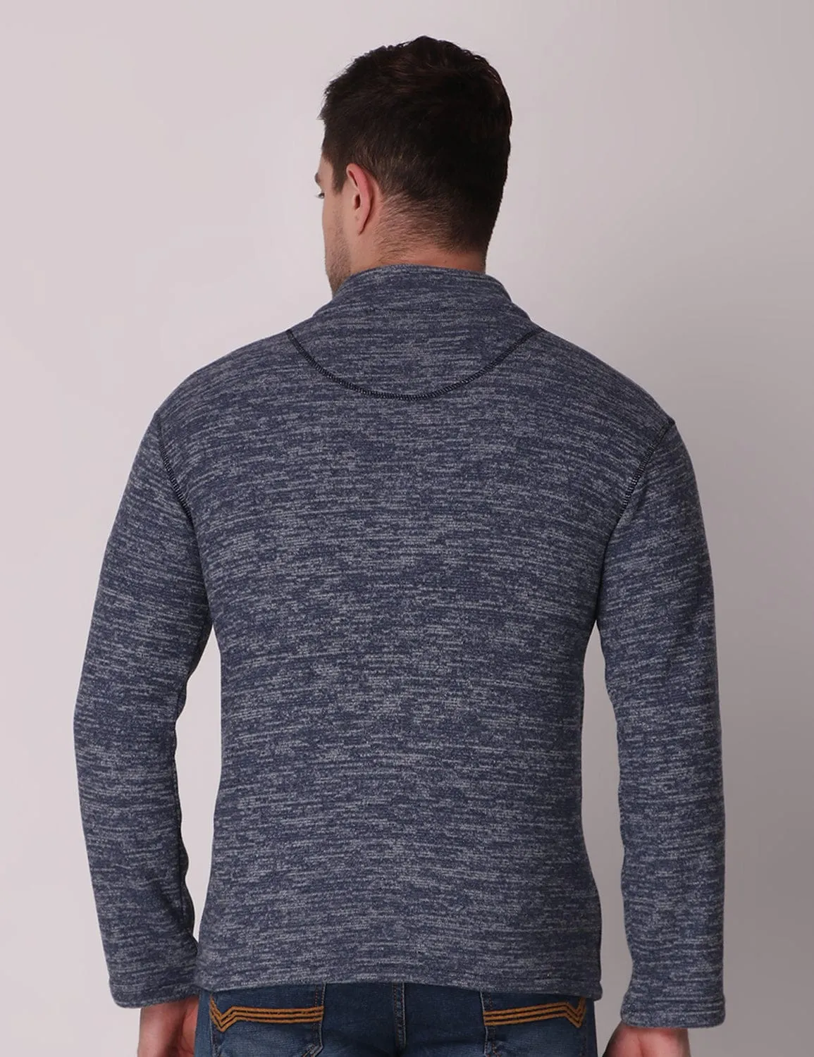 Green Fit Concert Vibe Thermal Fleece Jacket - Melange Navy Blue