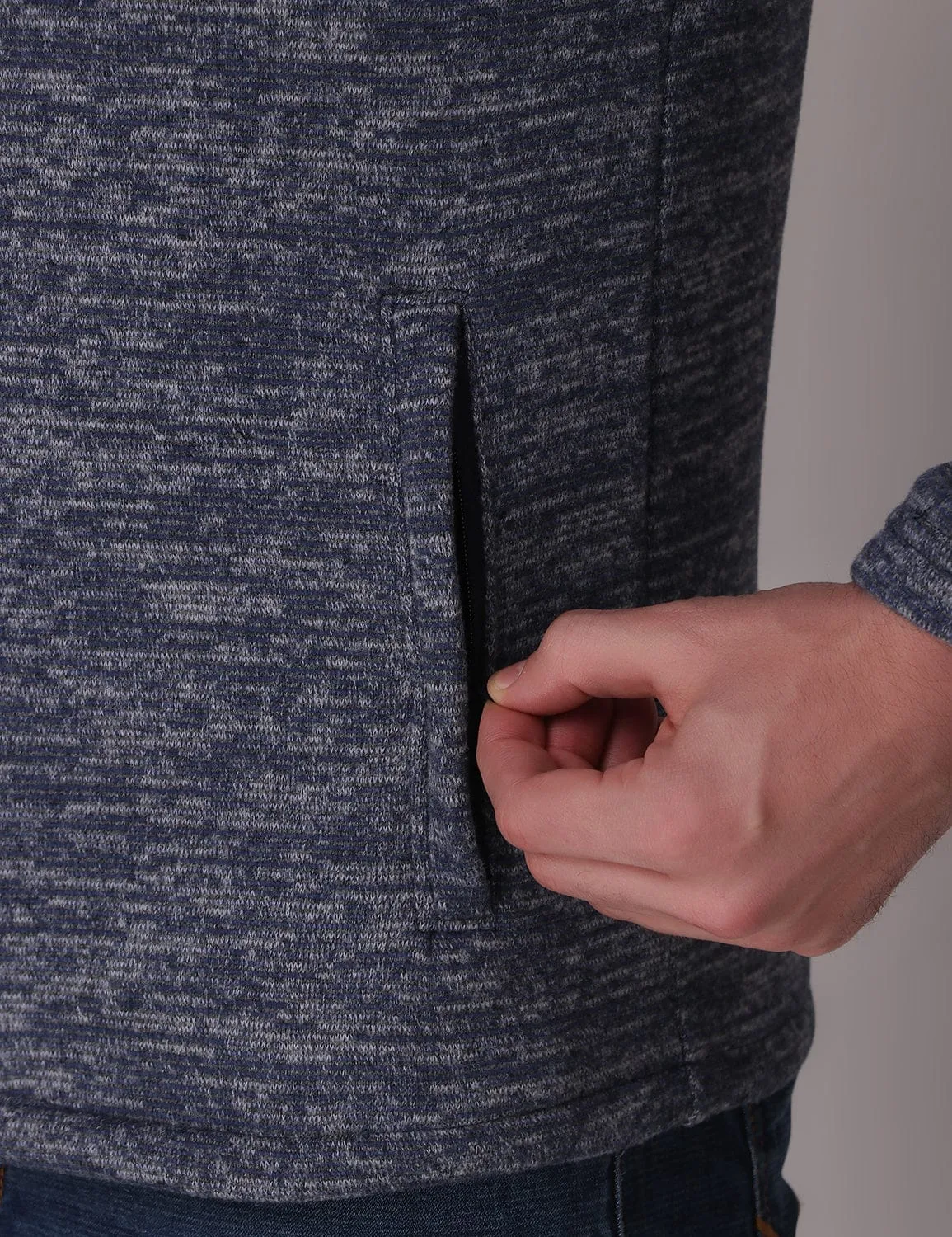 Joy Ease Thermal Fleece Jacket - Melange Navy Blue