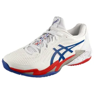 Asics Men's Court FF 3 Novak - White/Asics Blue Abrasion Resistant Toe Cap