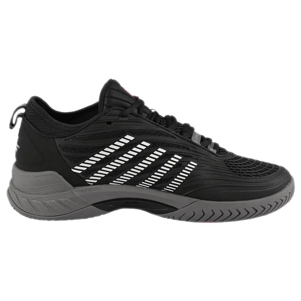 K-Swiss Men's Hypercourt Supreme 2 - Black/Steel Gray Silicone Grip Strips Narrow Fit