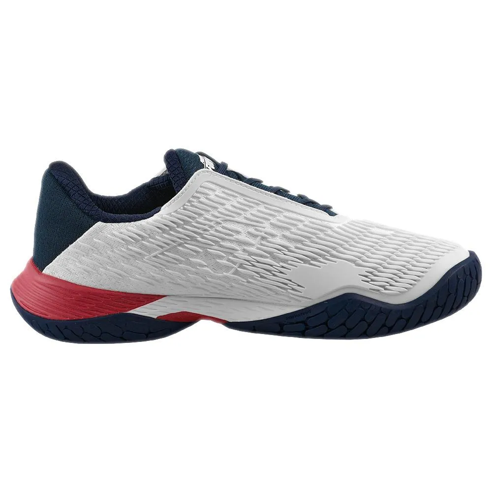 Abrasion Resistant Heel Padding Shock Absorbing Midsole Babolat Men's Propulse Fury 3 - White/Estate Blue