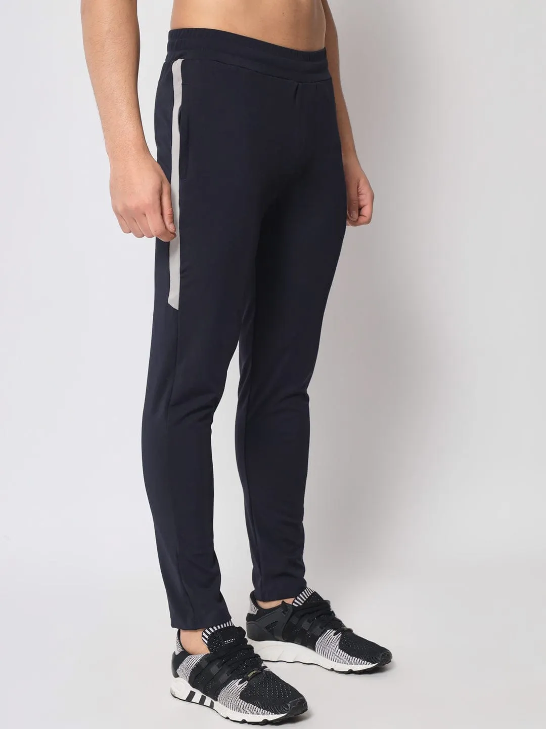 Max Stretch Slim Fit Track Pant - Navy Blue Structured fabric Flexibility Fit