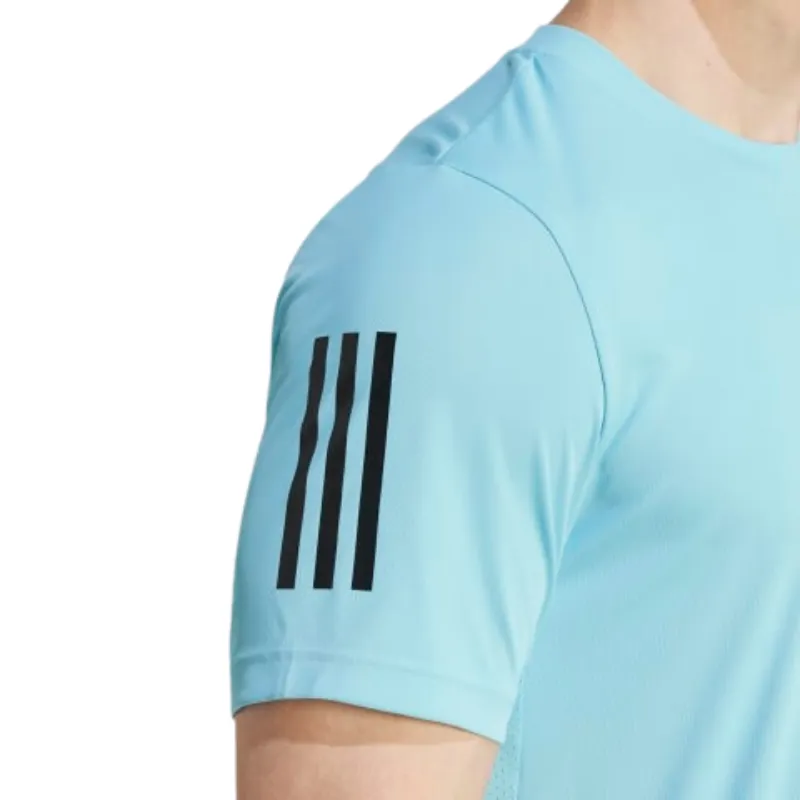 anti static coating BioBased Fibers Adidas Men Club 3 Stripes Tennis T-Shirt - Light Aqua