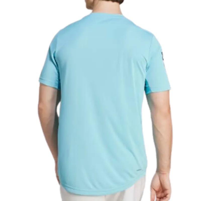 Temperature Regulating Fabric kids' Adidas Men Club 3 Stripes Tennis T-Shirt - Light Aqua