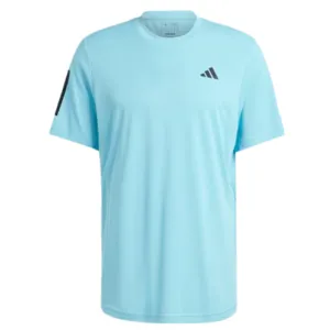 Adidas Men Club 3 Stripes Tennis T-Shirt - Light Aqua Relaxed Fit Design