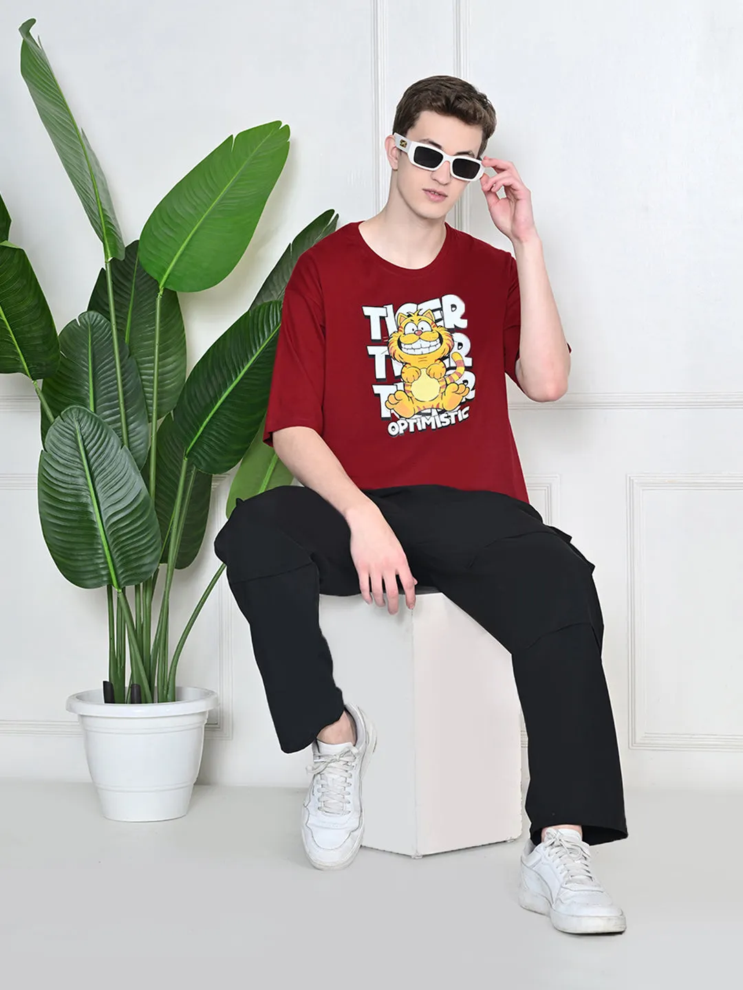 Everyday 100% Cotton Optimistic T-shirt ?C Maroon Hypoallergenic Fibers Comfort Stretch