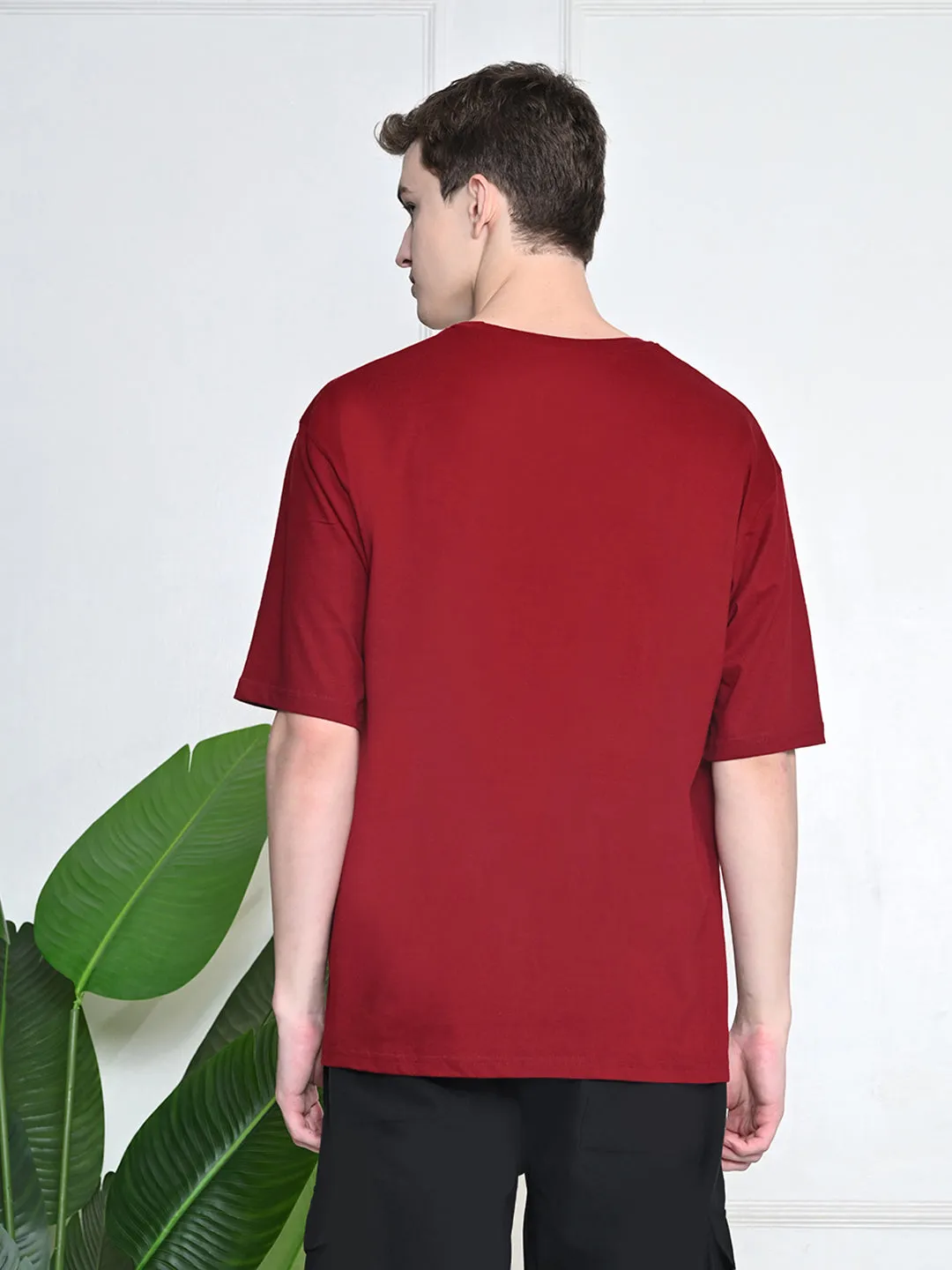 Trendy Fabric Breathable Layer Fit Everyday 100% Cotton Optimistic T-shirt ?C Maroon