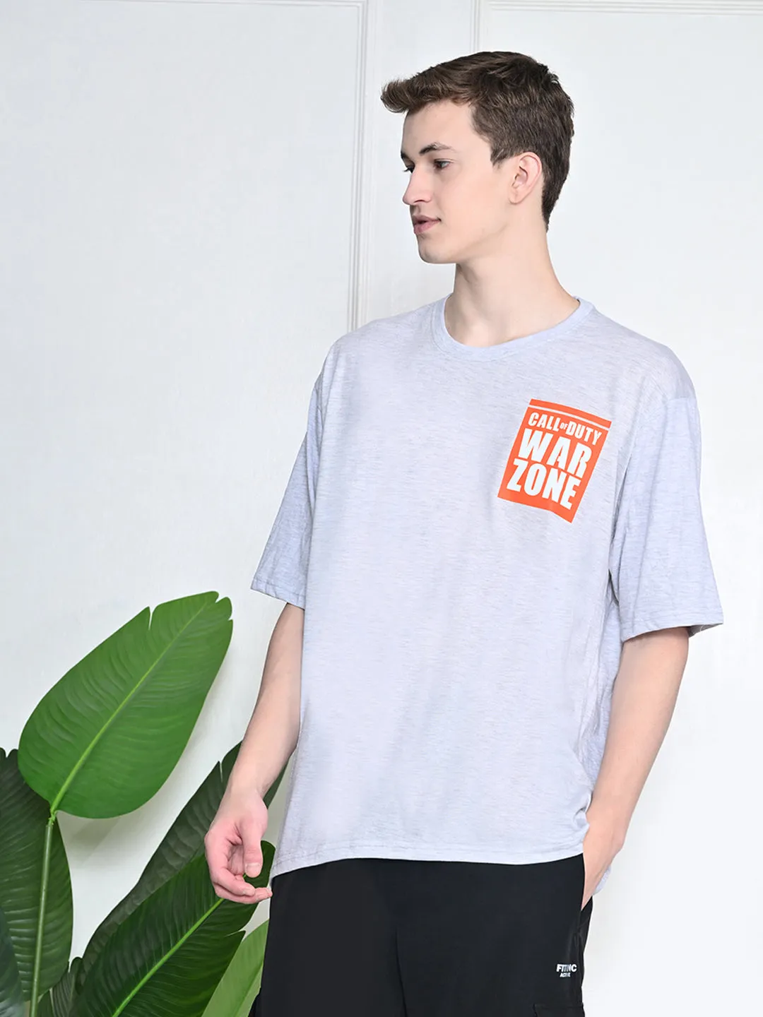 Cozy Fit Design Everyday 100% Cotton War Zone T-shirt ?C Melange Grey