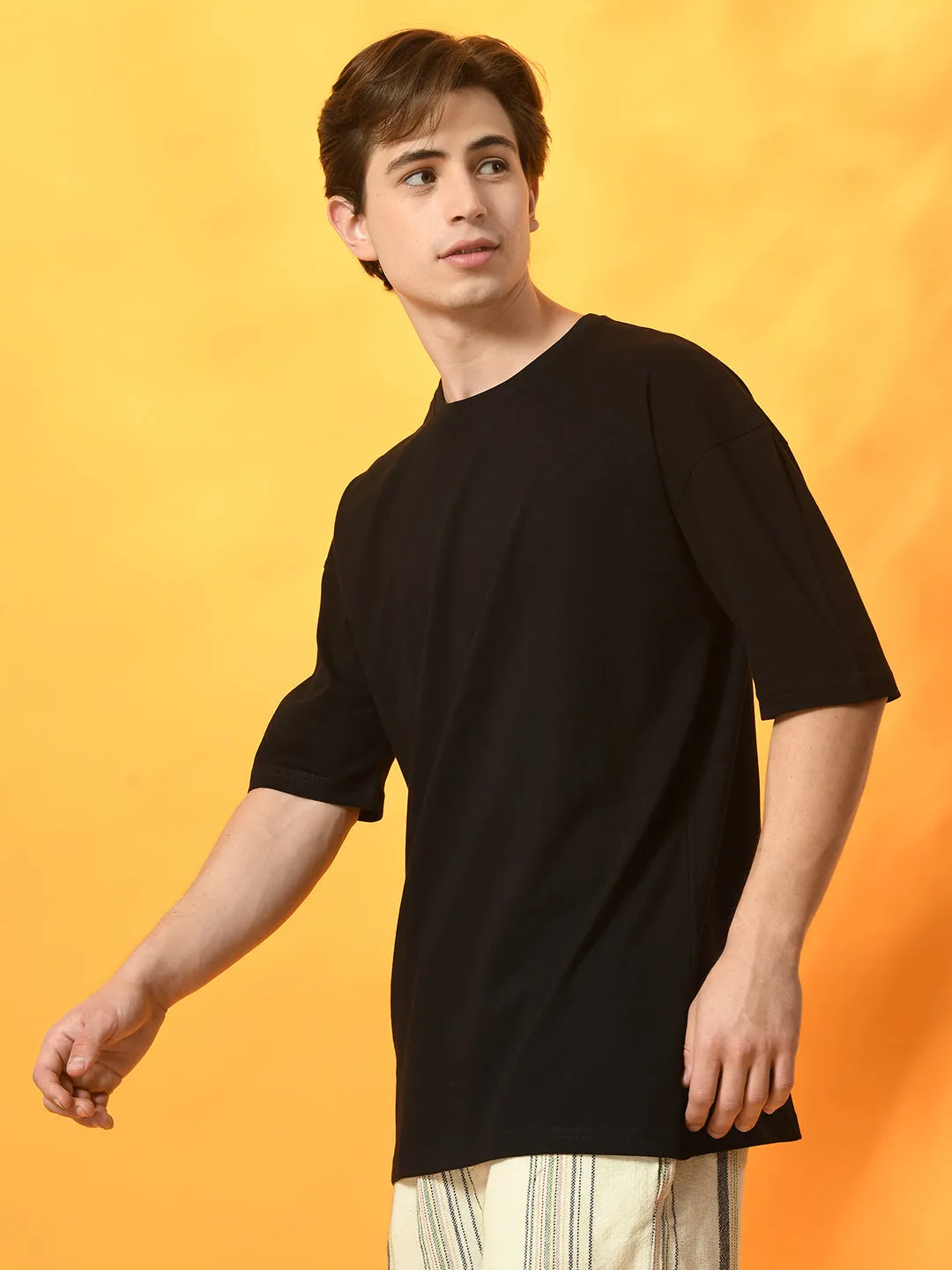 Relaxed Oversized 100% Cotton Solid Tee ?C Black Day-to-Day Comfort Cozy Apparel
