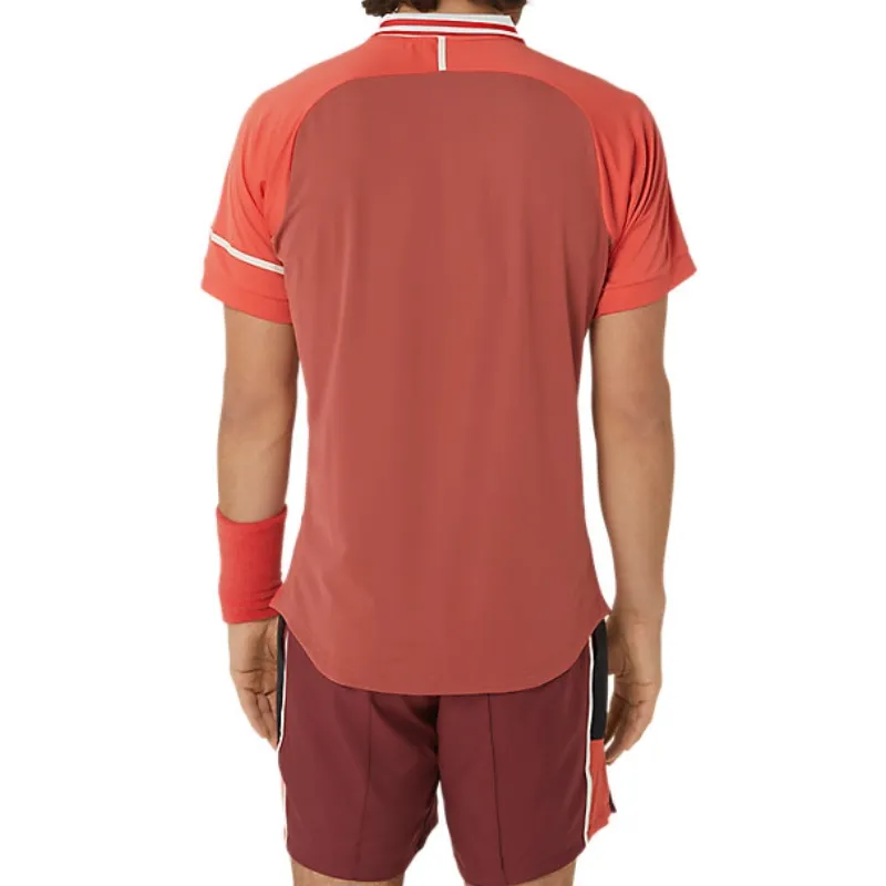 Asics Men Match Polo Tennis Shirt - Red Snapper Breathable fabric