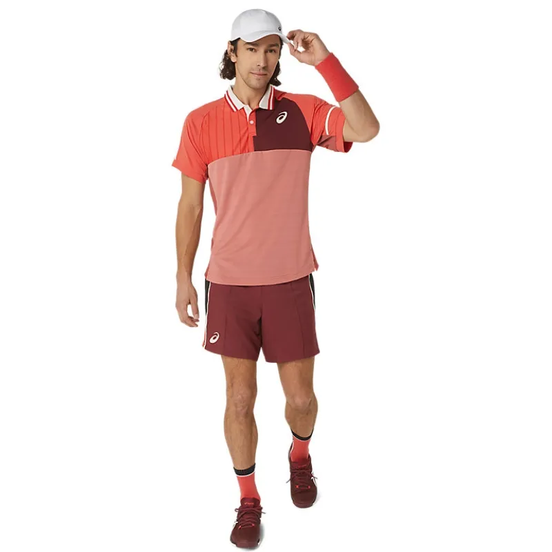 Asics Men Match Polo Tennis Shirt - Red Snapper Essential Comfort