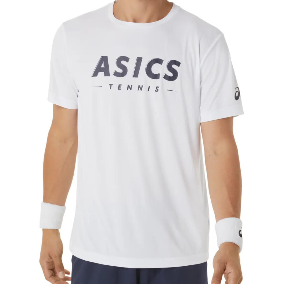 Asics Court Tennis Graphic Men Tee - Brilliant White Quick Dry Material