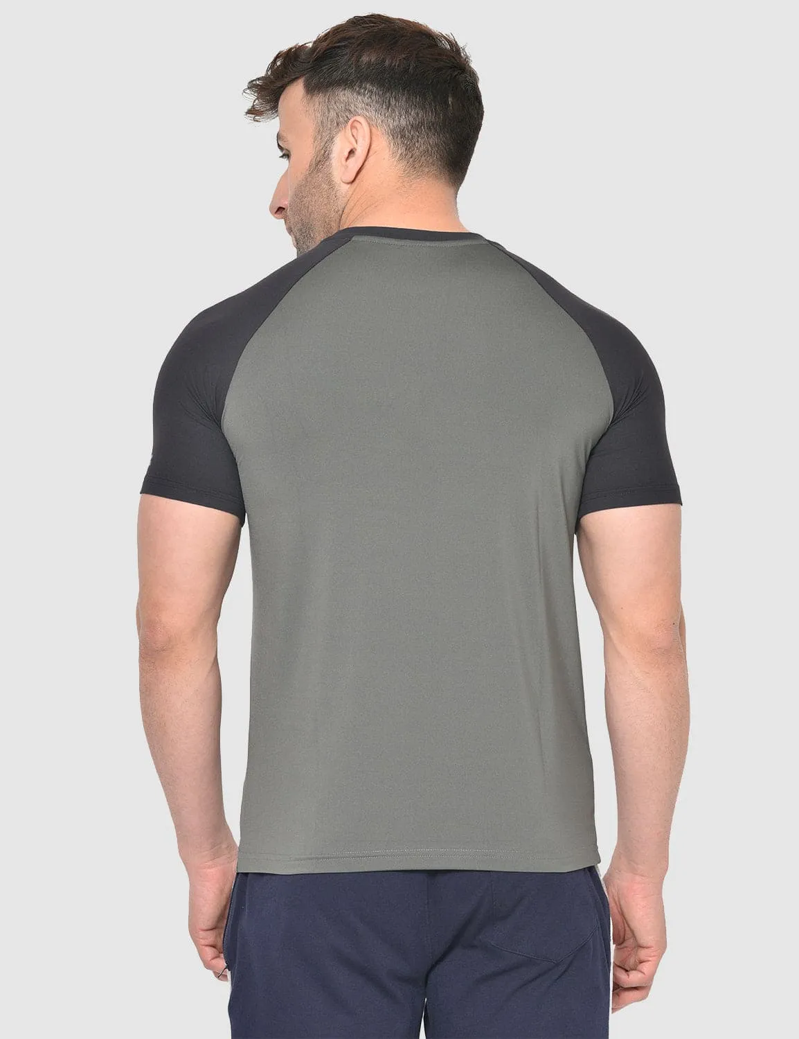 Quick-Dry Workout T-shirt ?C Grey-Black Soft Fabric TaglessDesign