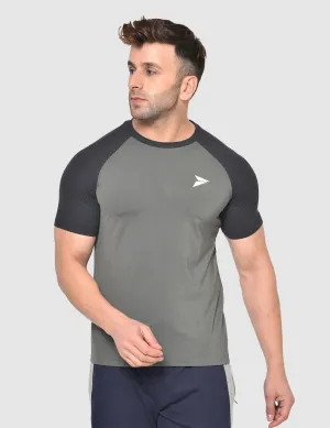 Quick-Dry Workout T-shirt ?C Grey-Black Stretchable Armholes Casual Choice Wear