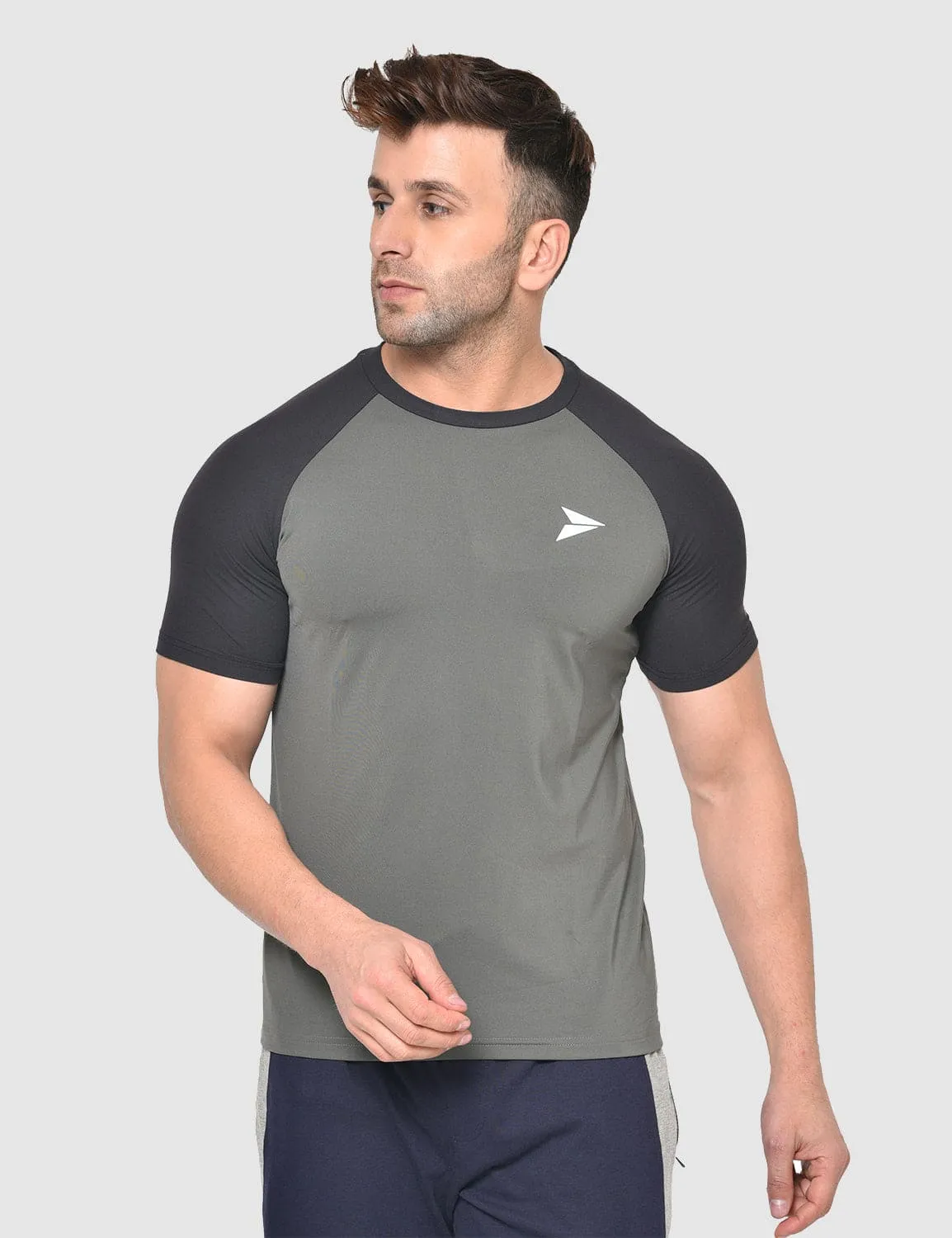 Quick-Dry Workout T-shirt ?C Grey-Black Stretchable Armholes Casual Choice Wear