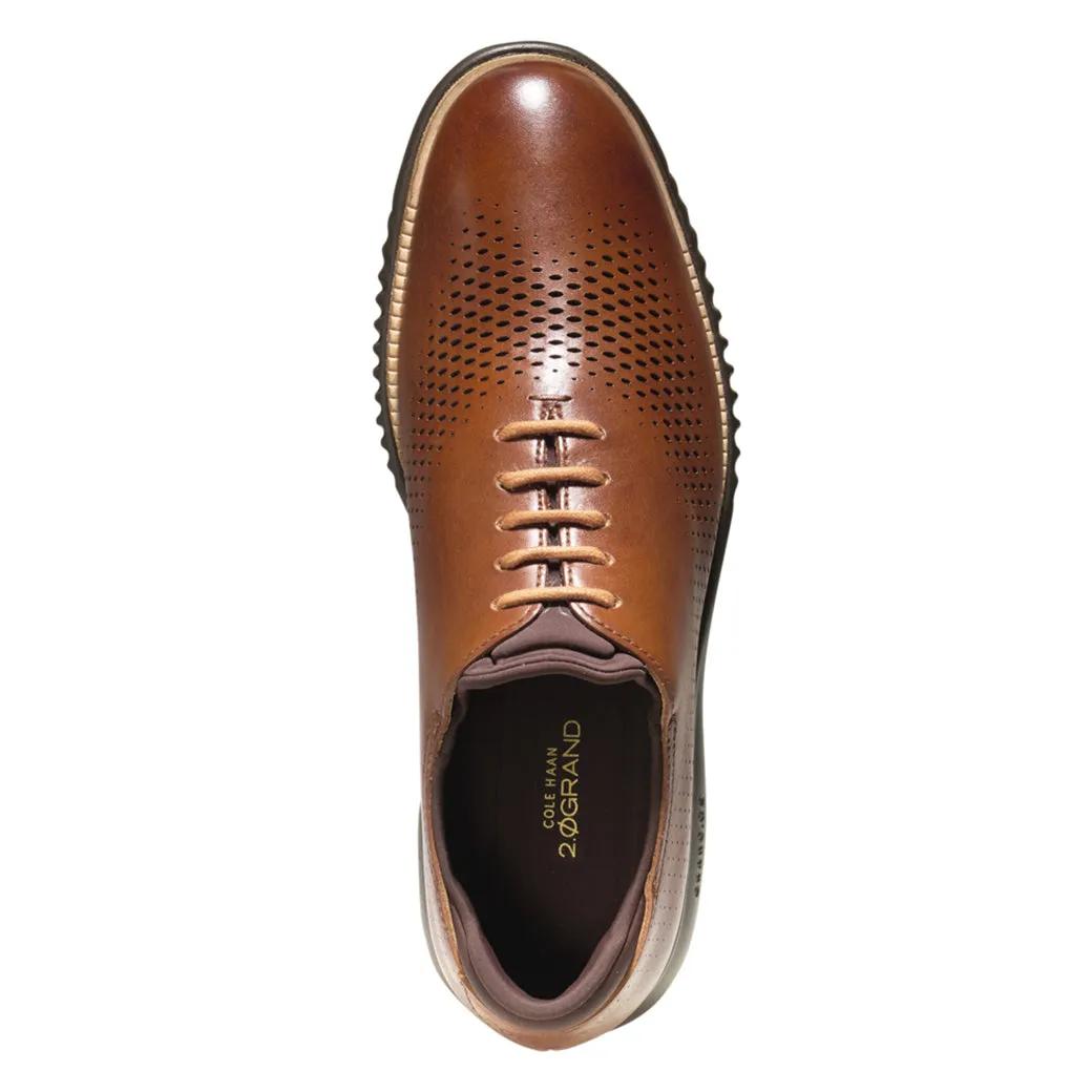 Picnic Easy Mens Cole Haan Zerogrand Laser Wingtip Oxford in British Tan/Java