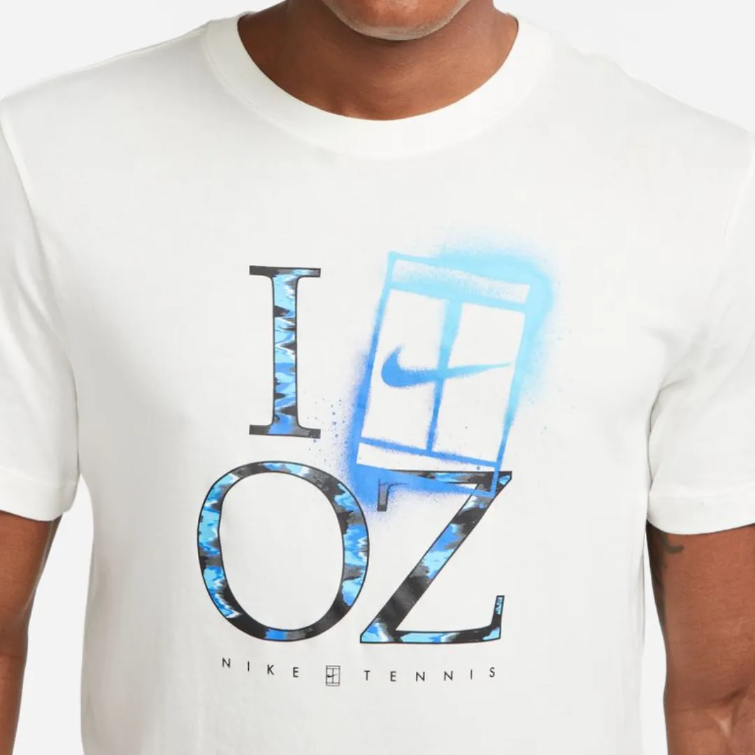 ReinforcedNeckline Non Restrictive Silhouette Nike Court Dri-FIT Men Tennis T-Shirt - Sail