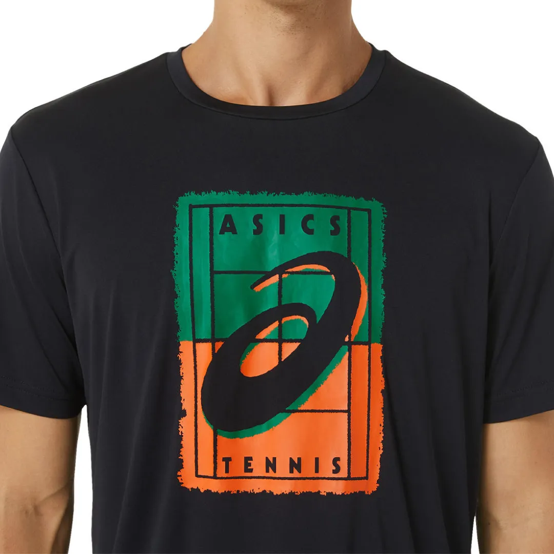 Asics Men Court GS Graphic Tee - Performance Black Professional Comfort Athletic Wear