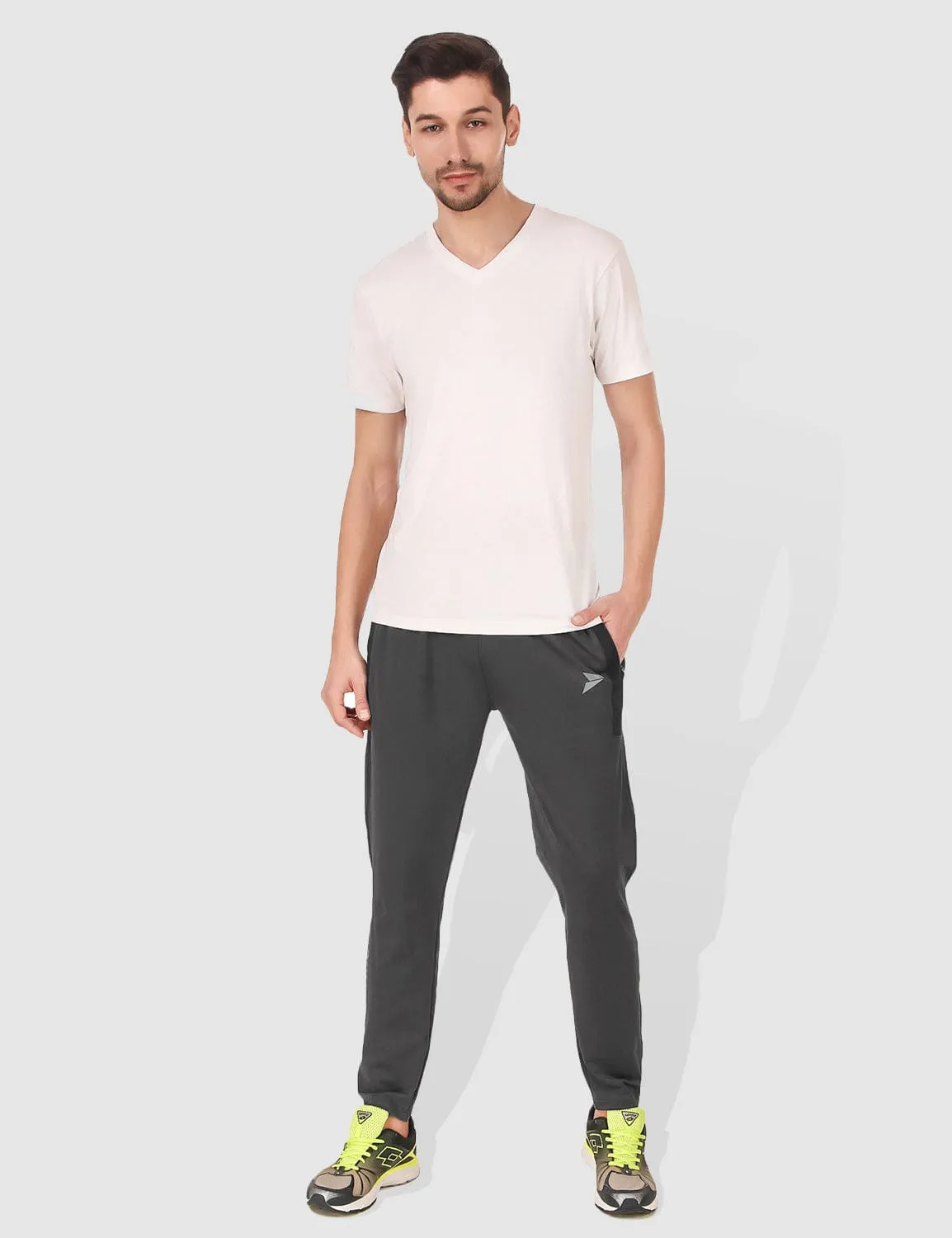 Fitinc Regular fit Grey Activewear Trackpant Elastic Free Cuffs