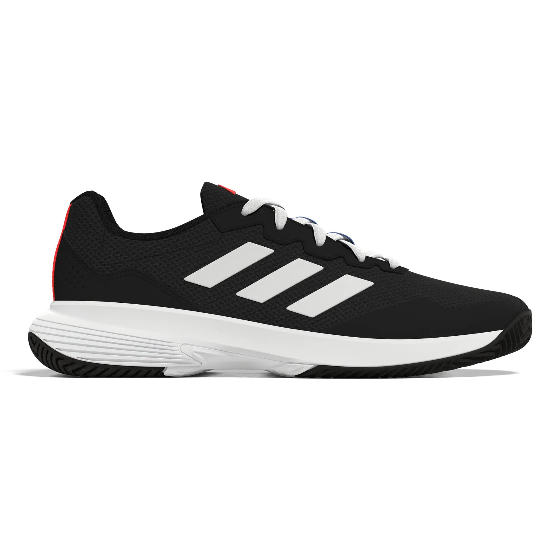 Rubberized Edging Reinforced toe cap Adidas Performance Game Court 2.0 Men Tennis Shoes - Core Black/Ftw White/Solar Red
