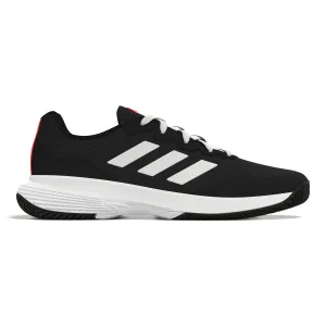 Rubberized Edging Reinforced toe cap Adidas Performance Game Court 2.0 Men Tennis Shoes - Core Black/Ftw White/Solar Red