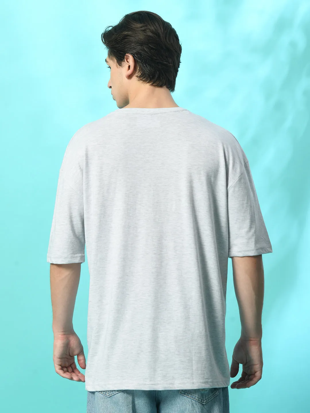 Relaxed Oversized 100% Cotton Solid Tee ?C Melange Grey Comfy Look