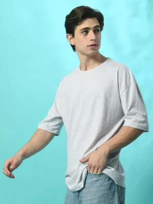 Relaxed Oversized 100% Cotton Solid Tee ?C Melange Grey Relaxed Vibe Everyday Fit
