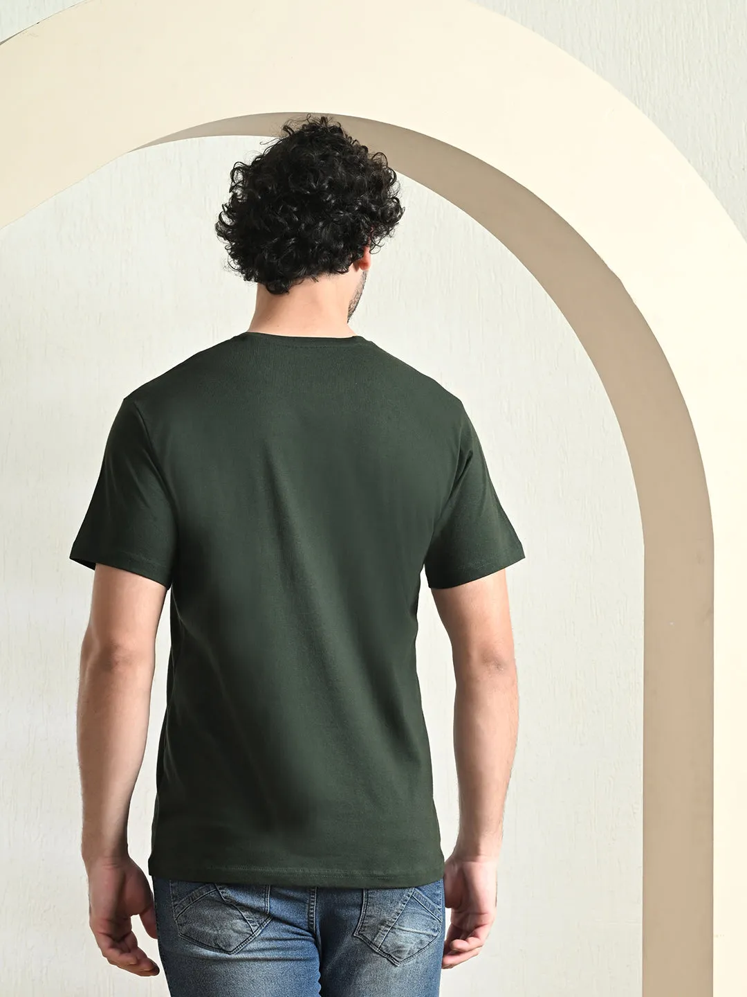 Comfy 100% Cotton Solid Regular Fit Tee - Green oversized but not shapeless