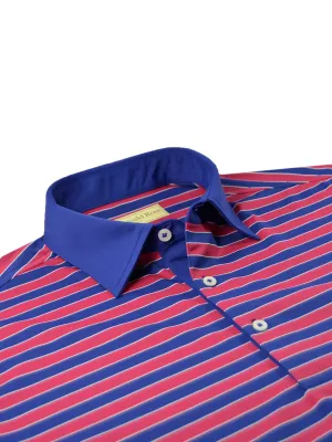 Stylish Wear Donald Ross Mens Bold Regimental Stripe Jersey Polo - NAVY
