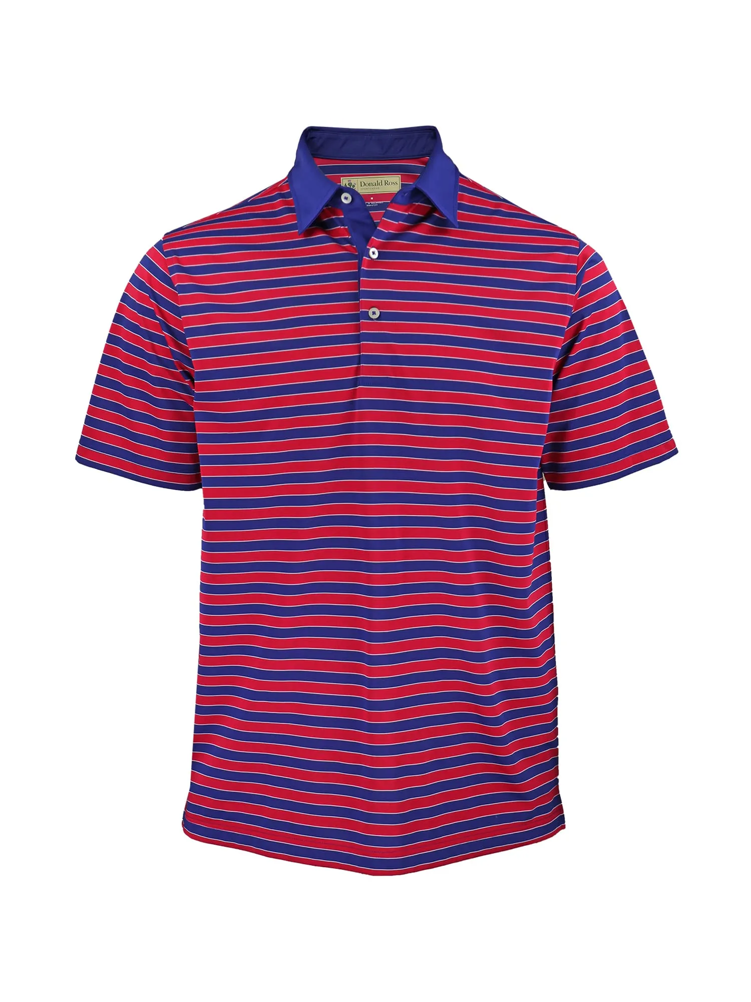 Donald Ross Mens Bold Regimental Stripe Jersey Polo - NAVY Comfy Fit