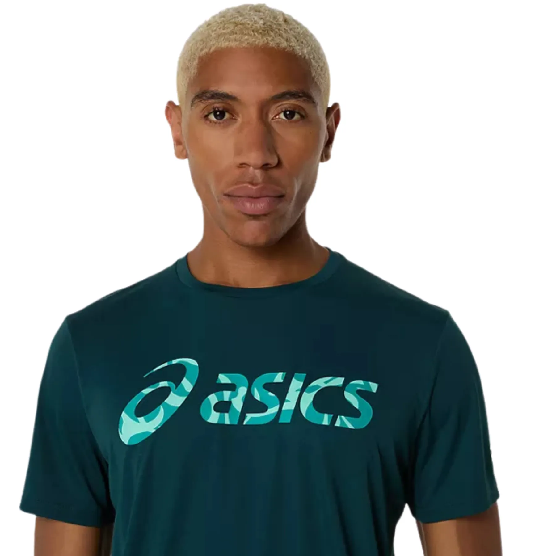 Cool and Comfortable Asics Match Seasonal Graphic Mens Tee - Saxon Green