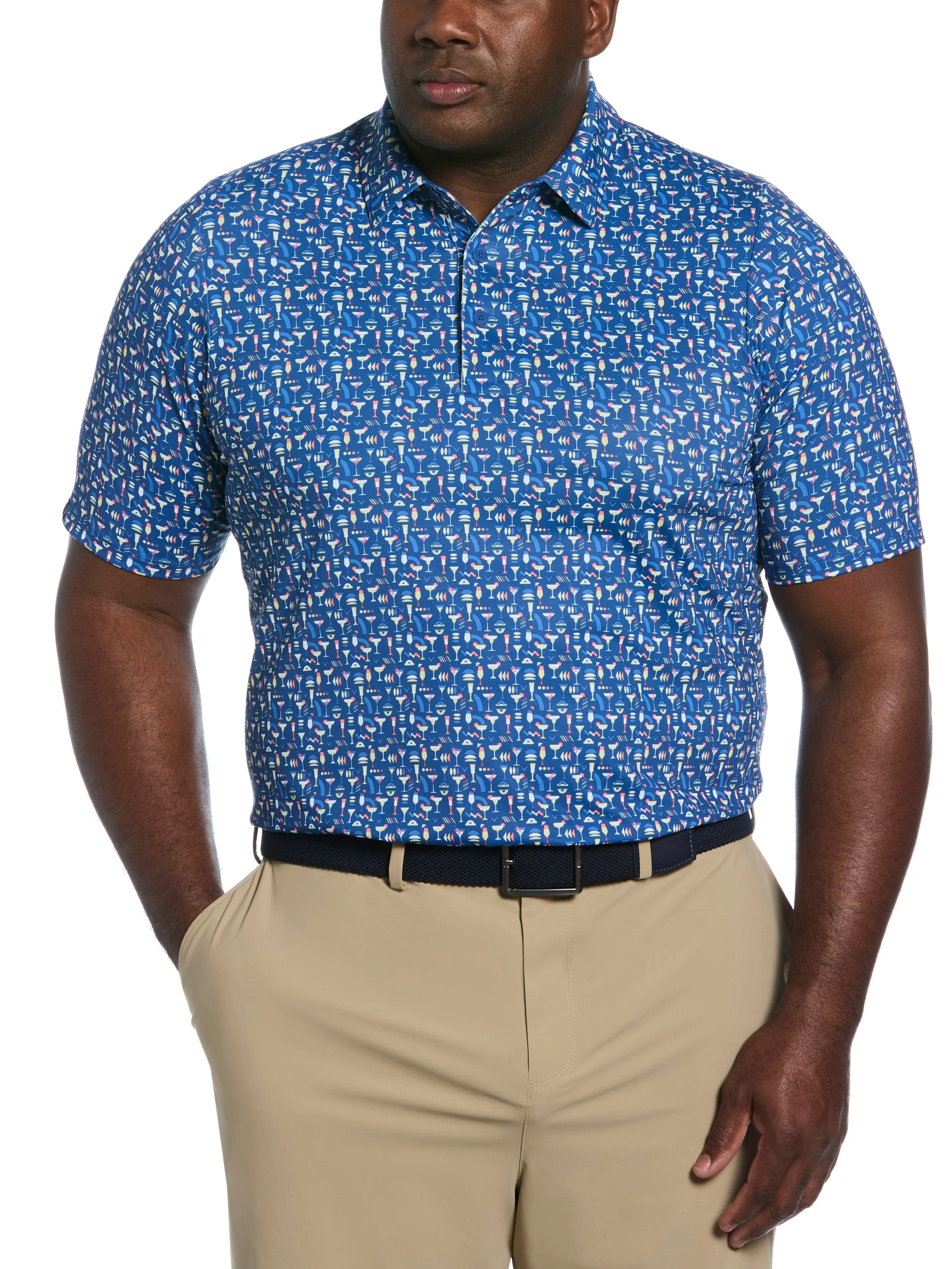 Big & Tall Cocktail Print Polo DoubleLayered Fabric