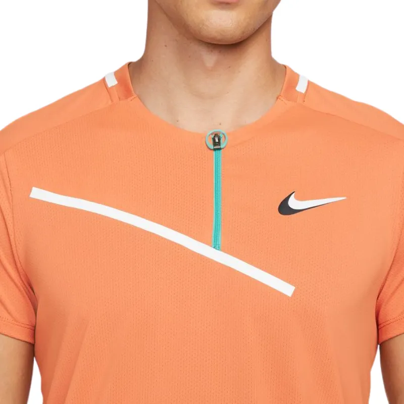 SlimFit Design Trendy Comfort Nike Court Slam Mens Tennis Polo - Hot Curry/White