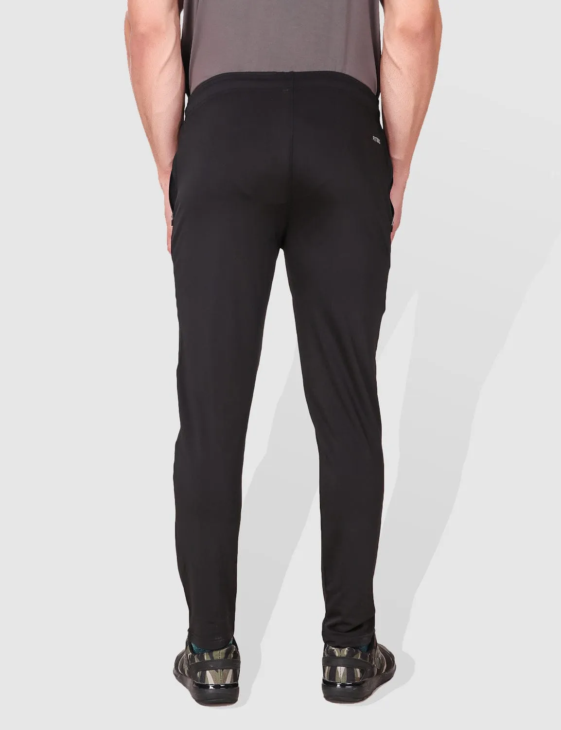 Fitinc Regular fit Black Activewear Trackpant Movement Ready Fit Hip Friendly Pockets
