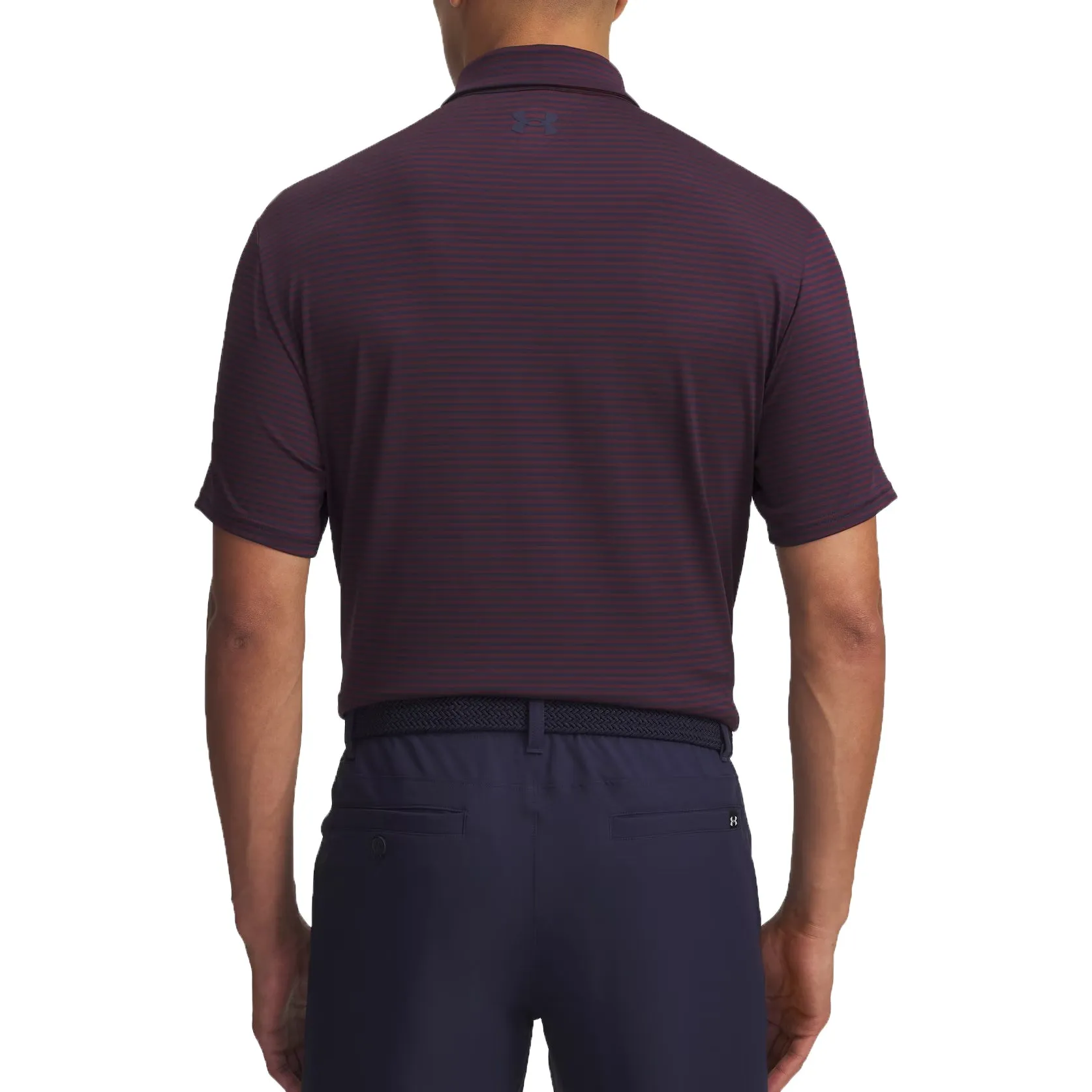 Durable Fabric Business Lunch Under Armour Playoff 3.0 Stripe Polo Golf Shirt - Midnight Navy/Dark Maroon