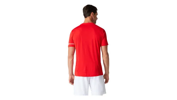 Asics Court SS Tee - Classic Red Quick Access Yarn Dyed Stripes