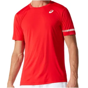 Asics Court SS Tee - Classic Red Ruffled edges Relaxed Fit