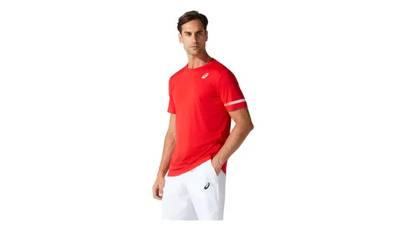 Asics Court SS Tee - Classic Red No-Fuss Design