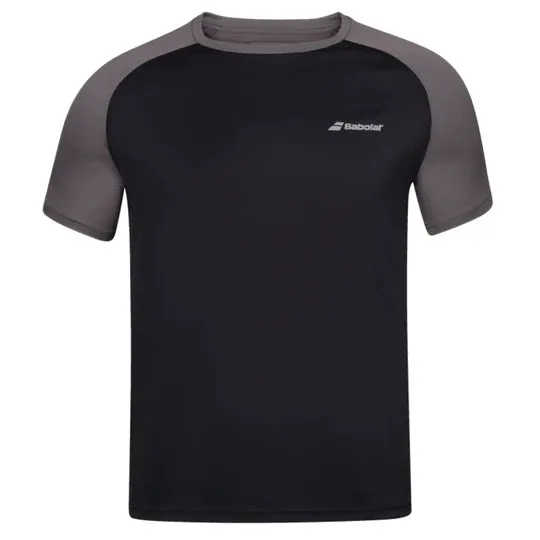 Babolat Play Crew Neck Men's Tee - Black/Black No-Shrink Fabric