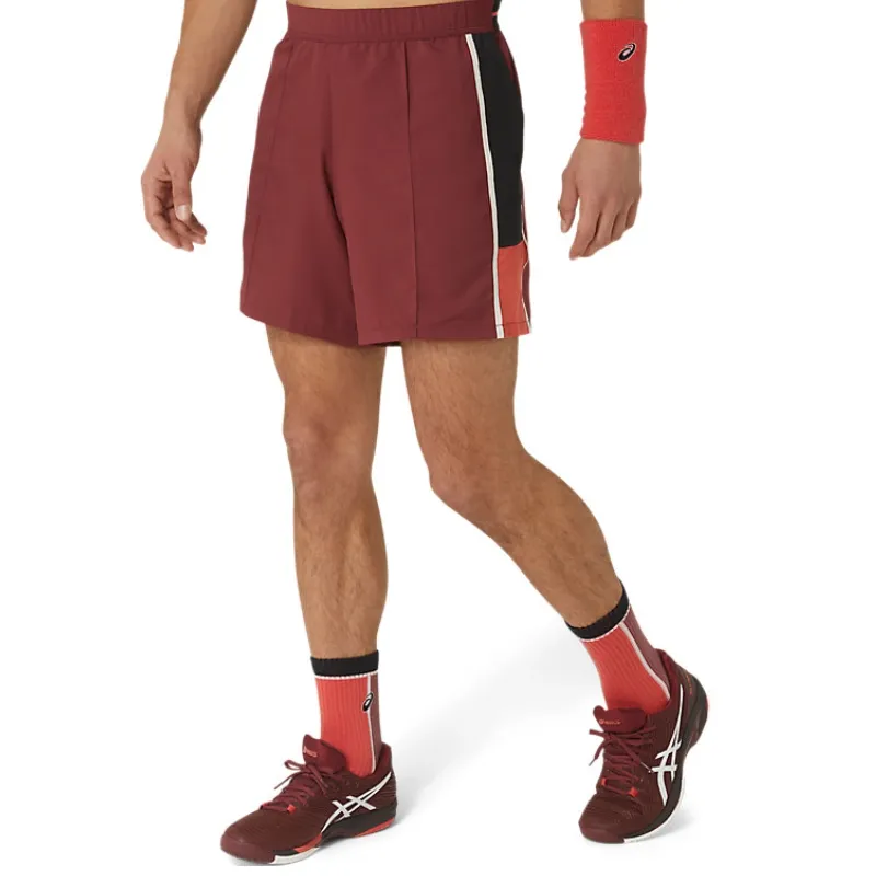Asics Match 7 Inch Men Tennis Short - Antique Red Chafe Resistant Lining Quick Movement Fit