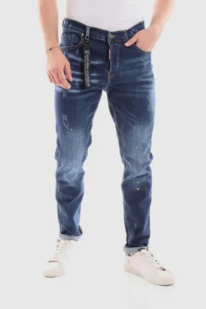 Front Scratch Wah Out Casual Jeans - Dark Blue Minimal Edge