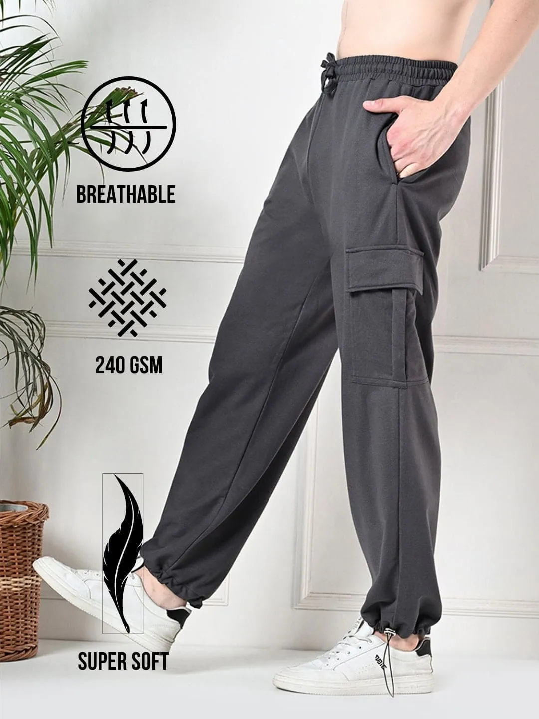 UV Protection Stretchable Comfort All-Weather Cargo Jogger with Pockets - Charcoal